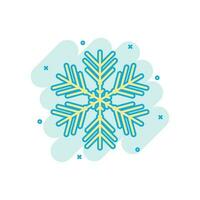 sneeuwvlok icoon in grappig stijl. sneeuw vlok winter vector tekenfilm illustratie pictogram. Kerstmis sneeuwval ornament bedrijf concept plons effect.