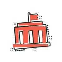 bank gebouw icoon in grappig stijl. regering architectuur vector tekenfilm illustratie pictogram. museum buitenkant bedrijf concept plons effect.