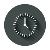 klok countdown icoon in vlak stijl. tijd chronometer vector illustratie met lang schaduw. klok bedrijf concept.