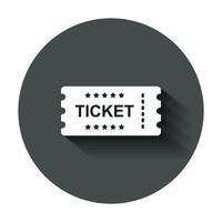 bioscoop ticket icoon in vlak stijl. toegeven een coupon Ingang vector illustratie met lang schaduw. ticket bedrijf concept.