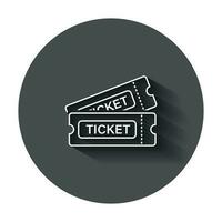 bioscoop ticket icoon in vlak stijl. toegeven een coupon Ingang vector illustratie met lang schaduw. ticket bedrijf concept.