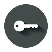 sleutel icoon in vlak stijl. toegang Log in vector illustratie met lang schaduw. wachtwoord sleutel bedrijf concept.