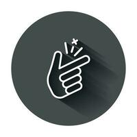 vinger snap icoon in vlak stijl. vingers uitdrukking vector illustratie met lang schaduw. snap gebaar bedrijf concept.
