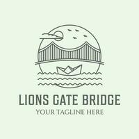 leeuwen poort brug logo lijn kunst minimalistische illustratie ontwerp vector