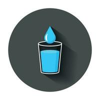 water glas icoon in vlak stijl. Frisdrank glas vector illustratie met lang schaduw. vloeistof water bedrijf concept.