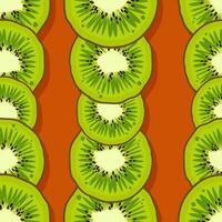 kiwi fruit patroon. modieus helder ontwerp exotisch fruit Aan oranje achtergrond. vers sappig groen hawaiiaans vruchten. vector illustratie voor behang,textiel, web, app, notitieboekjes, geval, omhulsel papier