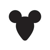 vector vlak tekenfilm zwart muis gezicht silhouet