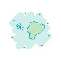vector tekenfilm Ecuador kaart icoon in grappig stijl. Ecuador teken illustratie pictogram. cartografie kaart bedrijf plons effect concept.
