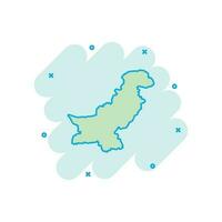 vector tekenfilm Pakistan kaart icoon in grappig stijl. Pakistan teken illustratie pictogram. cartografie kaart bedrijf plons effect concept.