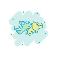 vector tekenfilm Falkland eilanden kaart icoon in grappig stijl. Falkland eilanden teken illustratie pictogram. cartografie kaart bedrijf plons effect concept.