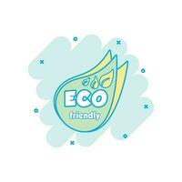 tekenfilm gekleurde eco vriendelijk icoon in grappig stijl. groen biologisch blad illustratie pictogram. ecologie teken plons bedrijf concept. vector