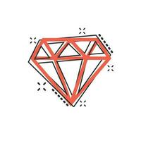 vector tekenfilm diamant juweel edelsteen icoon in grappig stijl. diamant edelsteen illustratie pictogram. sieraden briljant bedrijf plons effect concept.