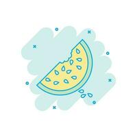 tekenfilm gekleurde watermeloen icoon in grappig stijl. sappig rijp fruit illustratie pictogram. watermeloen teken plons bedrijf concept. vector