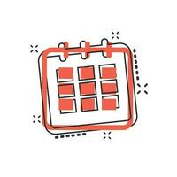 vector tekenfilm kalender agenda icoon in grappig stijl. herinnering illustratie pictogram. kalender datum plons effect concept.