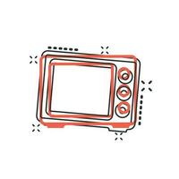 vector tekenfilm magnetronoven icoon in grappig stijl. magnetronoven oven teken illustratie pictogram. fornuis bedrijf plons effect concept.