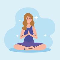 vrouw mediteren, concept voor yoga, meditatie, ontspannen, gezonde levensstijl vector