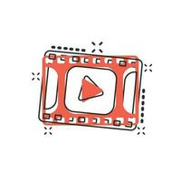 vector tekenfilm Speel knop icoon in grappig stijl. Speel video teken illustratie pictogram. media paneel bedrijf plons effect concept.