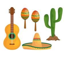 set iconen traditioneel van cinco de mayo vector