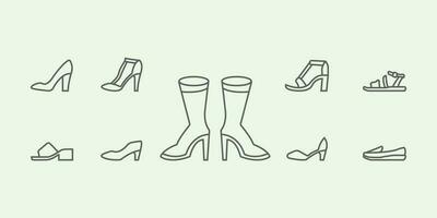 reeks schoenen Dames logo lijn kunst minimalistische illustratie ontwerp winkel vector