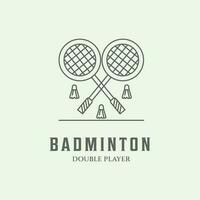 badminton lijn kunst logo minimalistische ontwerp icoon vector