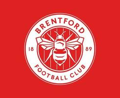 brentford club logo wit symbool premier liga Amerikaans voetbal abstract ontwerp vector illustratie met rood achtergrond