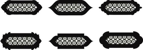 reeks van zwart en wit silhouetten van Islamitisch windows.arab kader set.ramadan kareem simbol icoon. vector