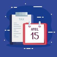 document van betaalde belasting met kalenderherinnering vector