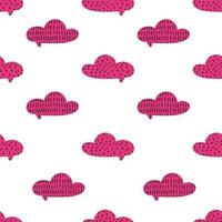 hand- getrokken wolk. getextureerde toespraak bubbel. grappig roze naadloos patroon. vector