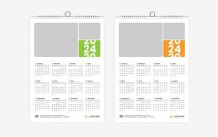 2024 een bladzijde muur kalender ontwerp vector