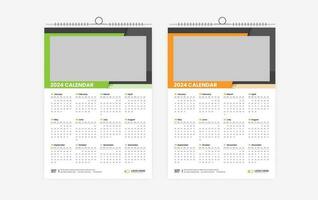 2024 een bladzijde muur kalender ontwerp vector