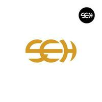 brief seh monogram logo ontwerp vector