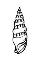 hand- getrokken spiraal zee schelp zwart inkt lijn kunst element Aan wit achtergrond vector illustratie
