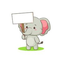 schattig olifant tekenfilm karakter Holding leeg bord. aanbiddelijk dier concept vlak ontwerp. geïsoleerd wit achtergrond. vector kunst illustratie.