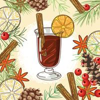 Kerst glühwein op smaak achtergrond vector