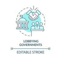 lobbyen regeringen turkoois concept icoon. organisaties. het formulier van belangenbehartiging abstract idee dun lijn illustratie. geïsoleerd schets tekening. bewerkbare beroerte vector