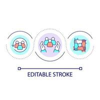 gemeenschap leden ondersteuning lus concept icoon. samenwerking voor veiligheid. betrouwbaar vennootschap abstract idee dun lijn illustratie. geïsoleerd schets tekening. bewerkbare beroerte vector