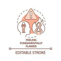 gevoel fundamenteel gebrekkig rood concept icoon. mentaal Gezondheid kwestie. binnenste barrière abstract idee dun lijn illustratie. geïsoleerd schets tekening. bewerkbare beroerte vector