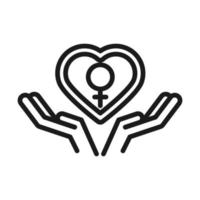 feminisme beweging pictogram handen hart liefde geslacht teken vrouwelijke rechten pictogram lijnstijl vector