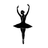 ballerina silhouet vlak vector Aan wit achtergrond. verzameling van ballet dans posities. zwart en wit ballet danser icoon.