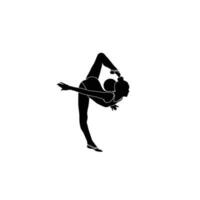 bal ritmisch gymnastiek vlak Sihouette vector. ritmisch gymnastiek vrouw atleet zwart icoon Aan wit achtergrond. vector