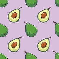 schattig groen avocado naadloos patroon in tekening stijl.. vector hand- getrokken tekenfilm avocado illustratie. hand- getrokken schetsen van avocado. patroon voor textiel, omhulsel papier, kleding stof, kleren.