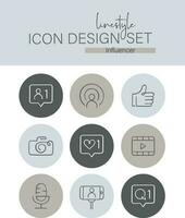 lijnstijl icoon ontwerp reeks influencer vector