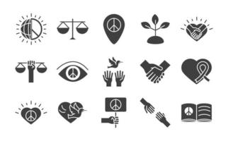 mensenrechten dag lijn pictogrammen decorontwerp opgenomen vrede hart wereld vlag vector