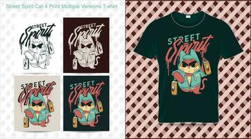 straat geest kat 4 afdrukken meerdere versies t-shirt vector