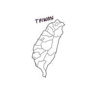 hand- getrokken tekening kaart van Taiwan. vector illustratie