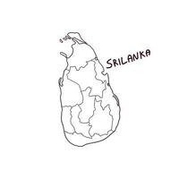 hand- getrokken tekening kaart van Sri Lanka. vector illustratie