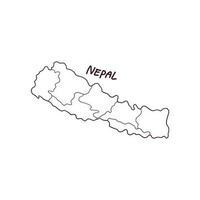 hand- getrokken tekening kaart van Nepal. vector illustratie