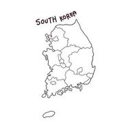hand- getrokken tekening kaart van zuiden Korea. vector illustratie