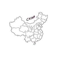 hand- getrokken tekening kaart van China. vector illustratie