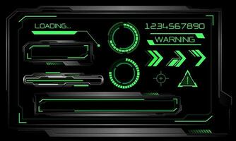 vector van futuristische technologie cyber hud dashboard toezicht houden op groen neon licht macht toestand Aan grijs ontwerp ultramodern element